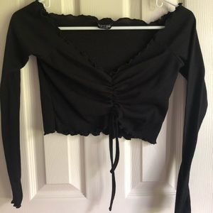 Black Long Sleeve Crop Top